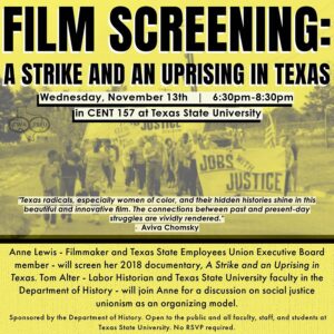 Read more about the article A Strike and an Uprising screening at Texas State